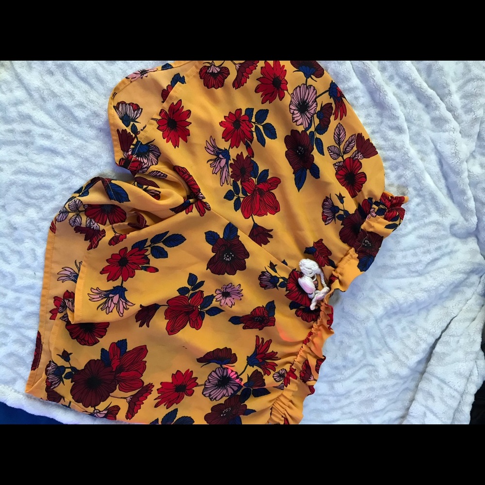 Yellow floral shorts